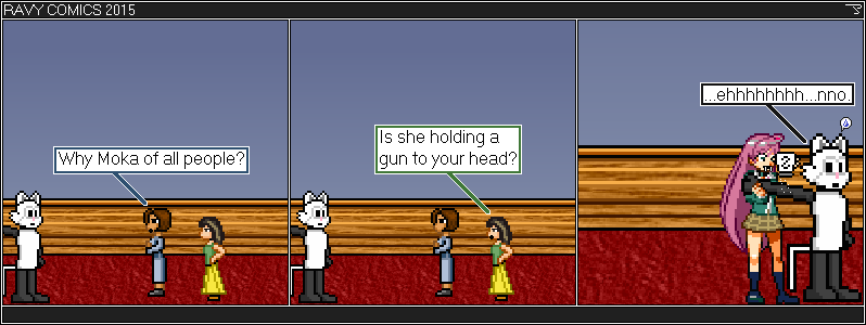 General rule of thumb: If someone isn't on camera, then they can't be seen.
Even if they are standing right in front of everybody. Rosario Vampire: Moka has the lost shaker of salt.